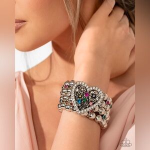 Paparazzi Silver Pink Filigree Bracelet